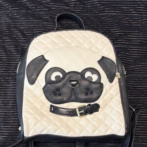 Chic Dog-Themed Backpack - Black and Cream